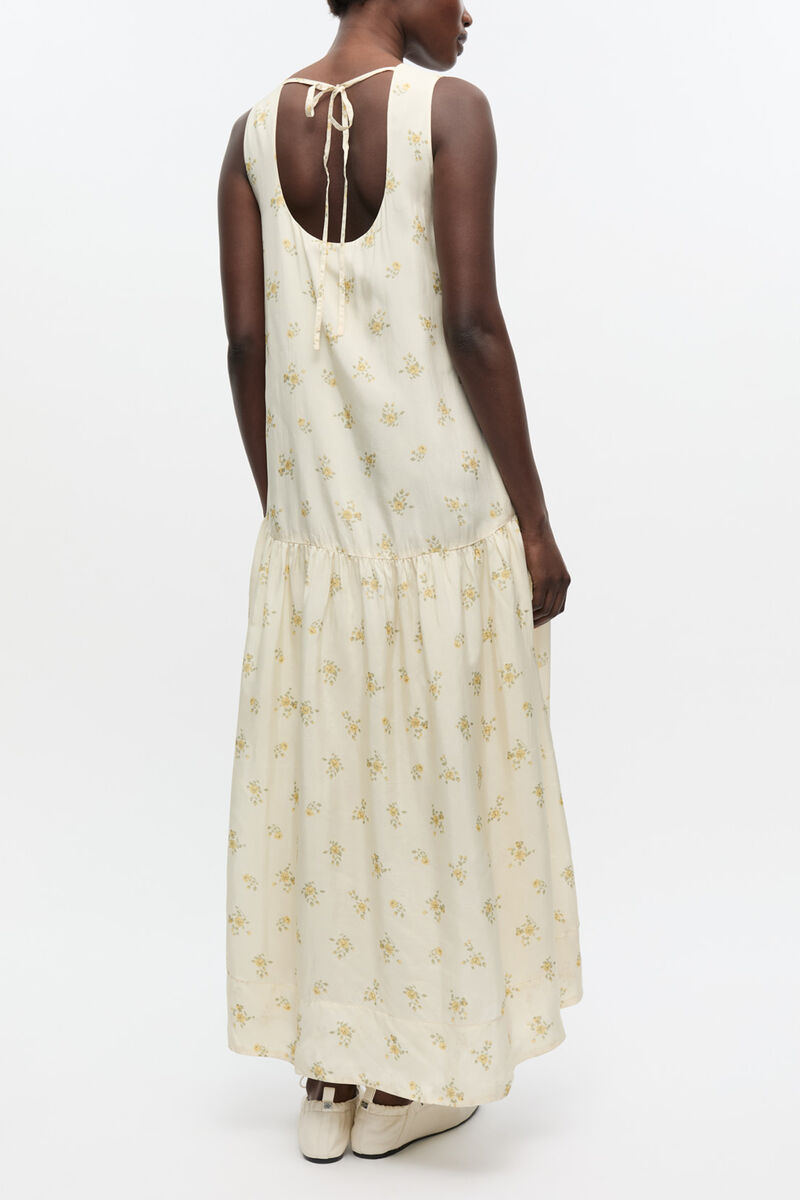 Robe blanche &agrave; fleurs, Viscose, in colour Antique White - 2 - GANNI
