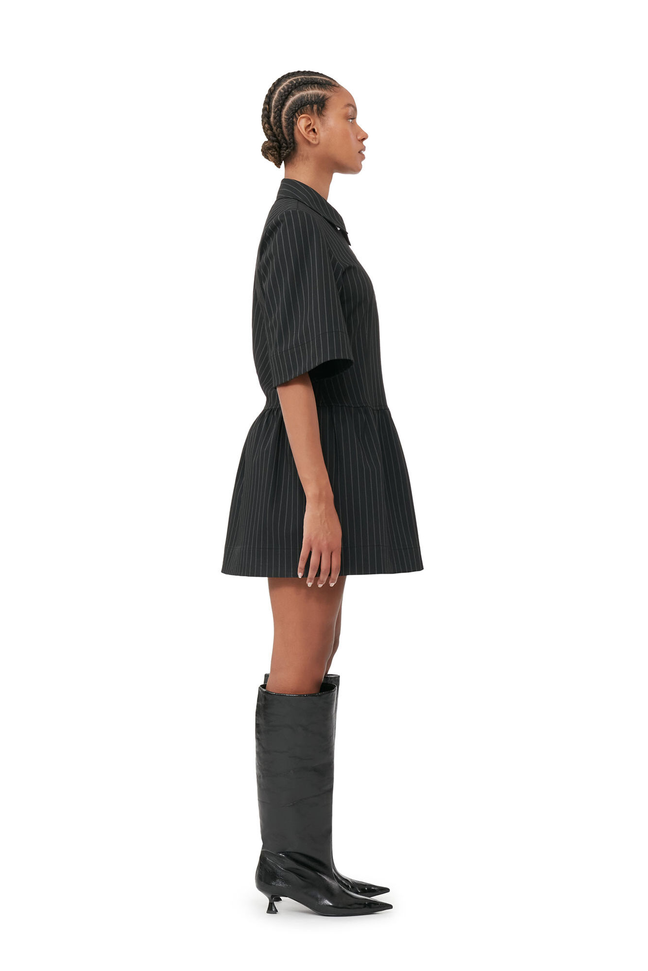 Gestreiftes Minikleid, Elastane, in colour Black - 2 - GANNI