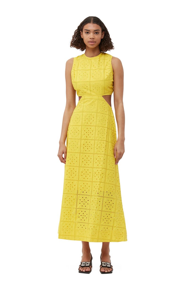 Broderie Anglaise Two Piece Dress, Cotton, in colour Maize - 1 - GANNI