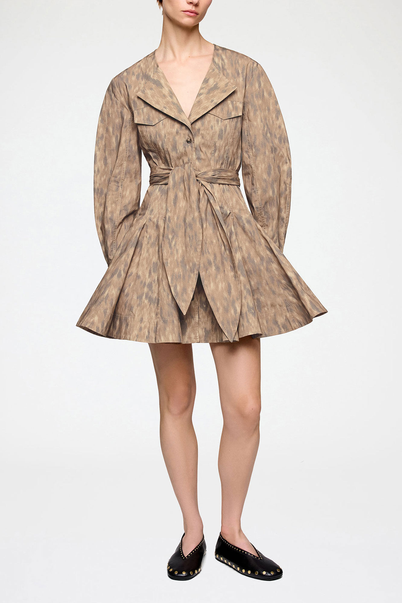 ストレッチコットンのシャツドレス, Organic Cotton, in colour Burro - 1 - GANNI