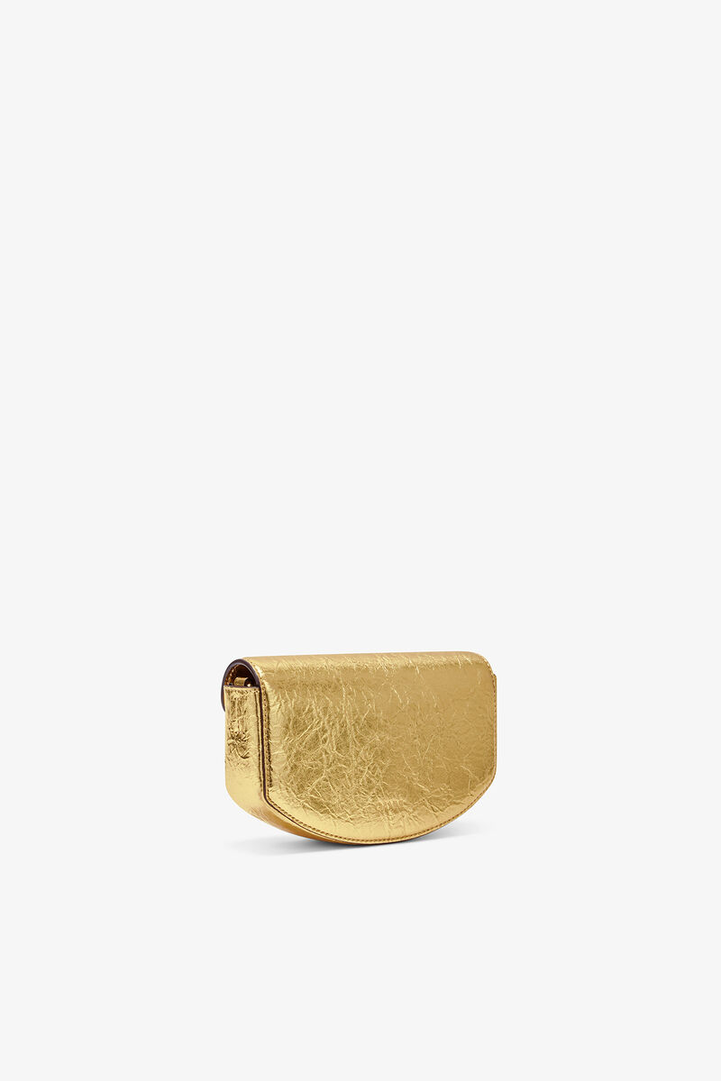 Lulu Wallet On Chain in Metallic, Polyurethane, in colour Gold - 2 - GANNI