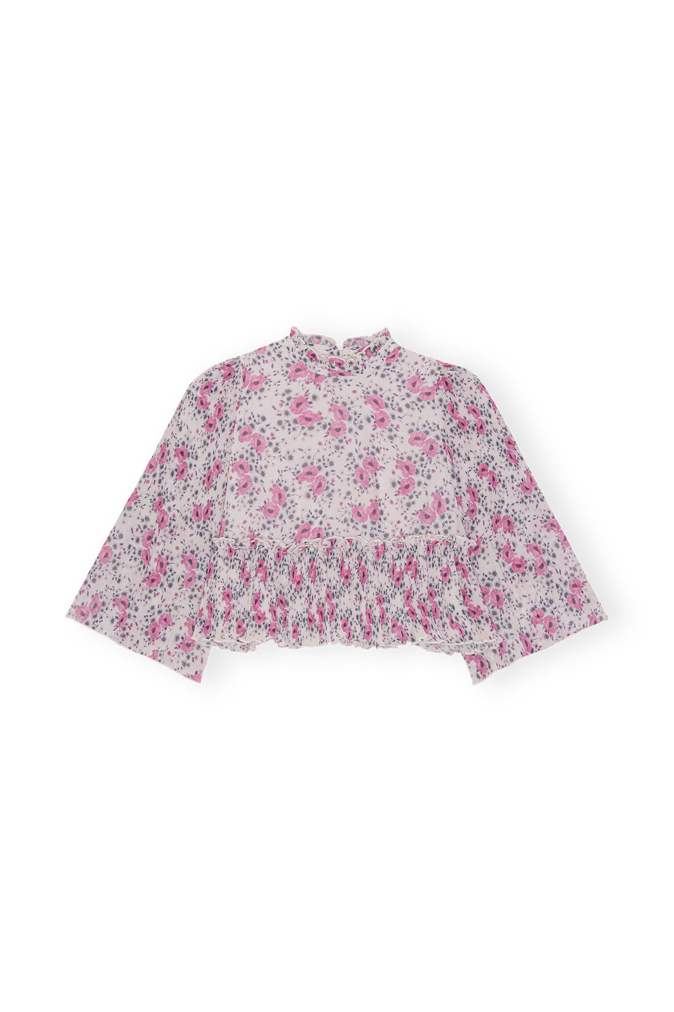 Plissierte Bluse aus Georgette, Recycled Polyester, in colour Mauve Chalk - 1 - GANNI