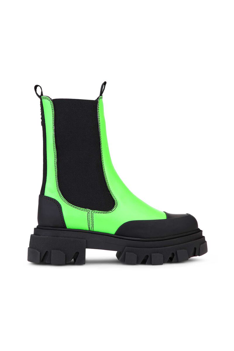 Cleated Mid Chelsea Boot, Calf Leather, in colour Flash Green - 1 - GANNI