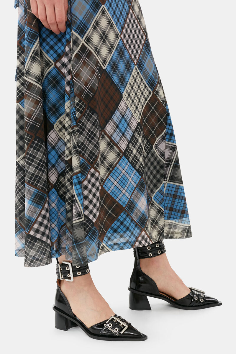 Black Feminine Buckle Open Cut Pumps, Recycled Polyester, in colour Black - 3 - GANNI