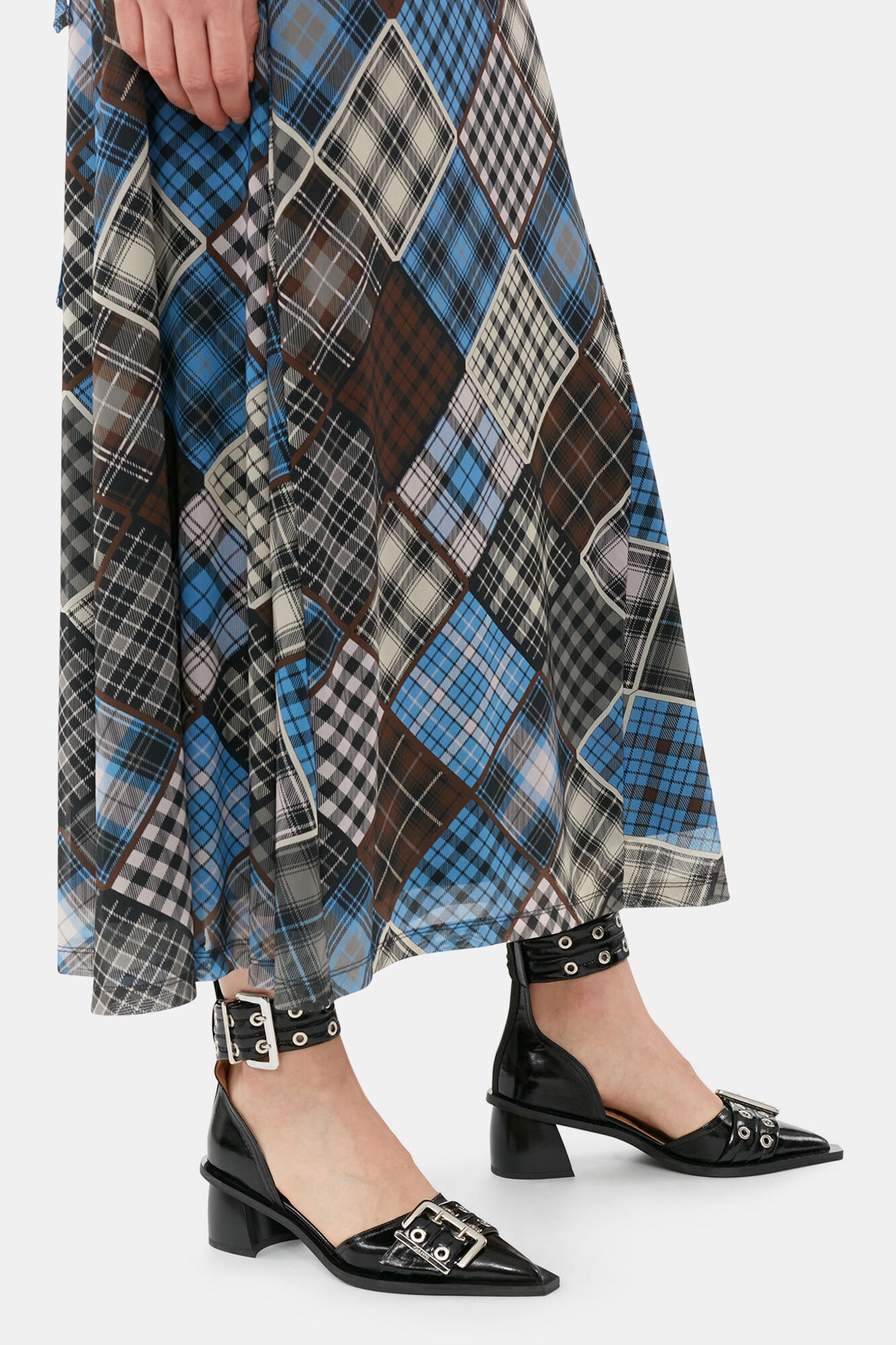 Black Feminine Buckle Open Cut Pumps, Recycled Polyester, in colour Black - 3 - GANNI