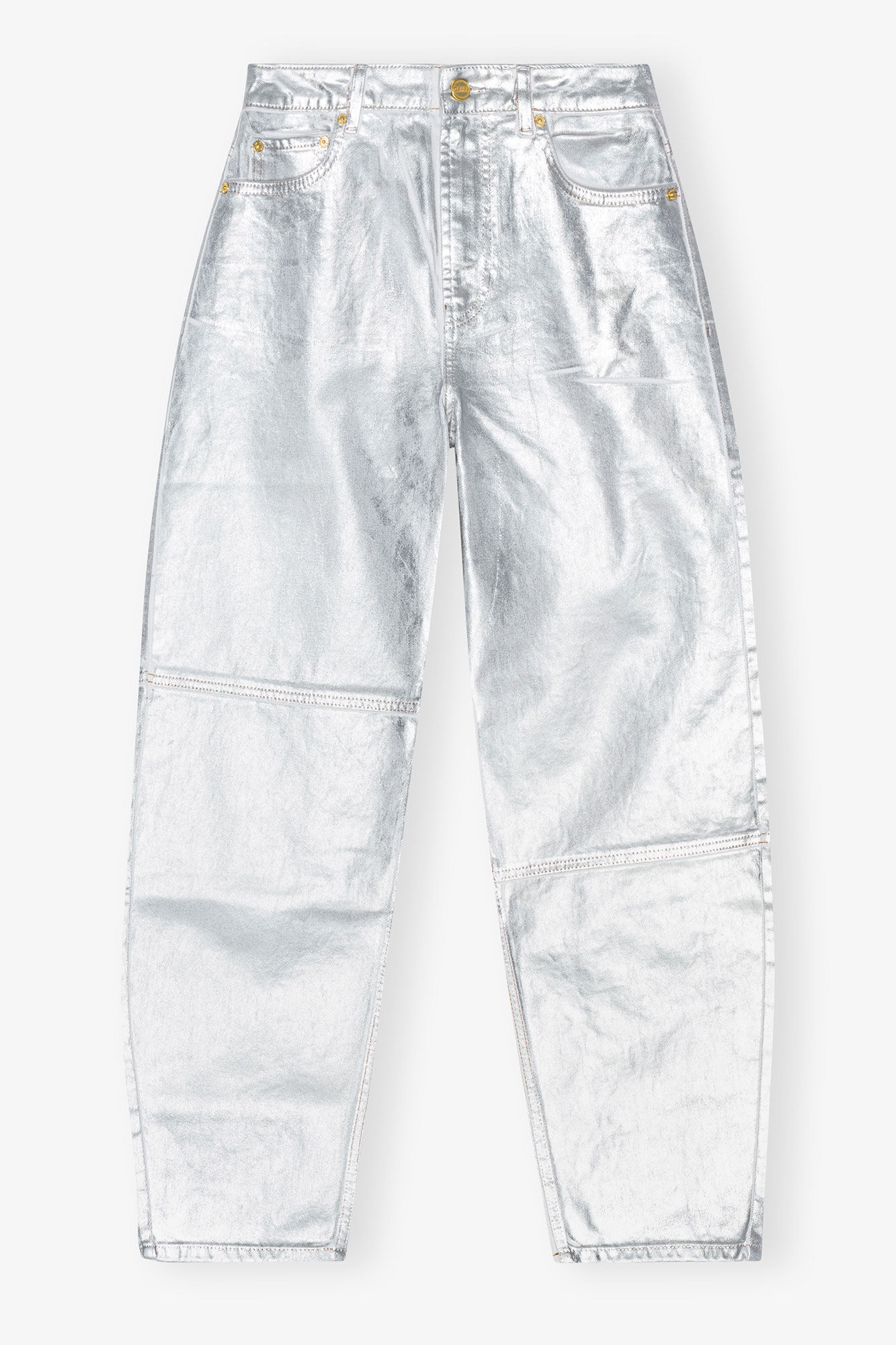 Silver Foil Stary Jeans, Organic Cotton, in colour Bright White - 1 - GANNI