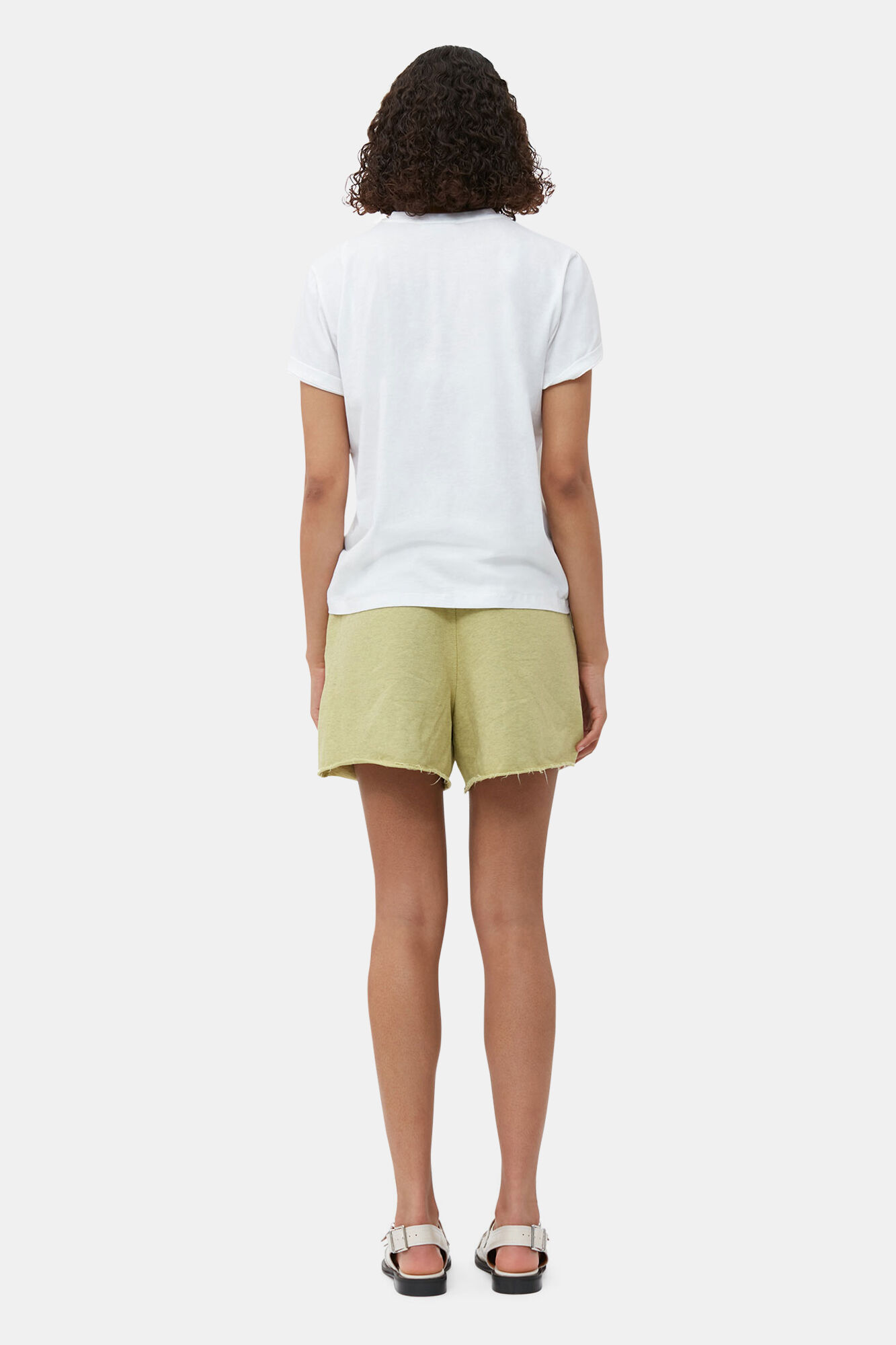 Green Isoli shorts med dragsko, Cotton, in colour Leek Green - 2 - GANNI