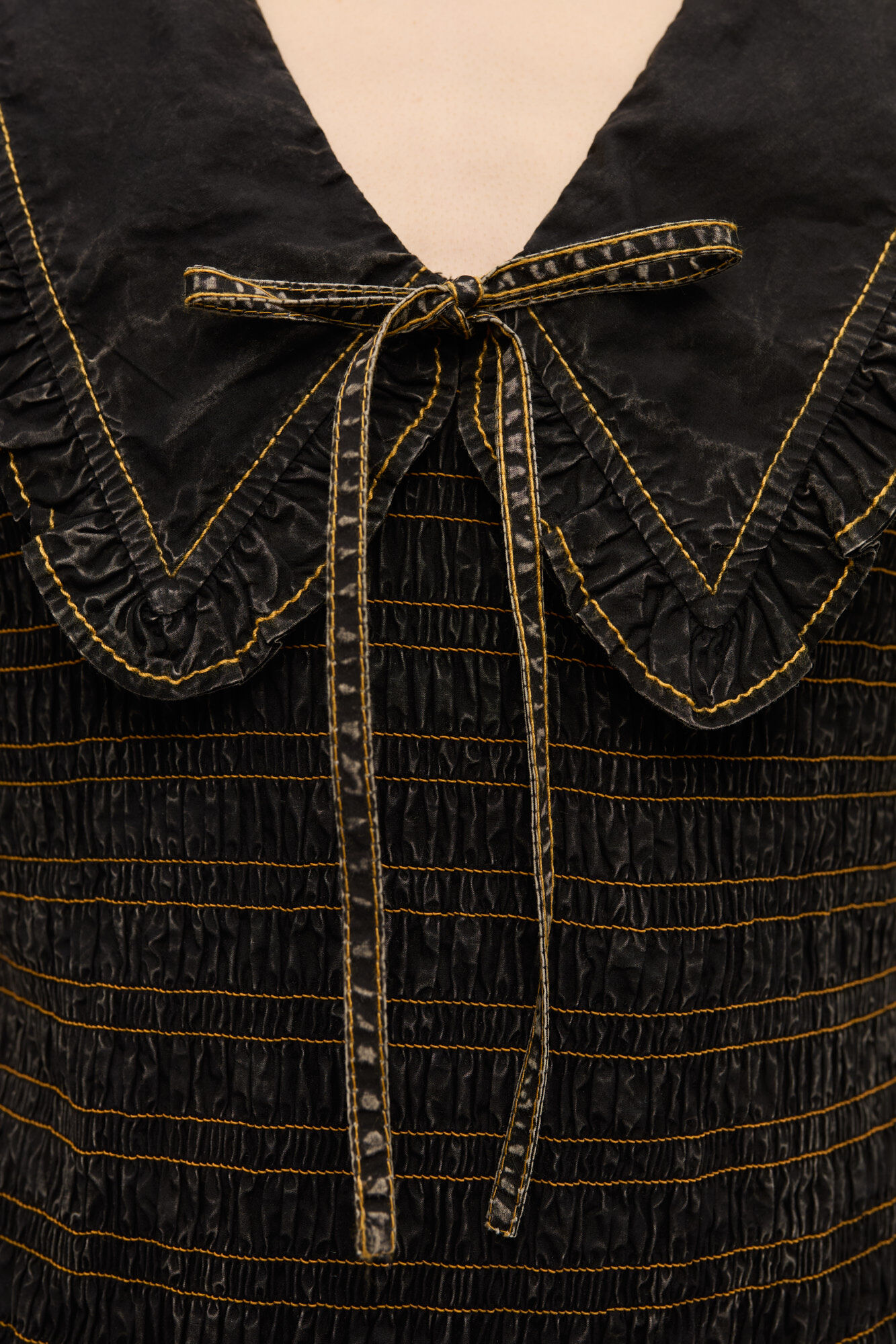 Black Washed Smock Dress, Cotton, in colour Black - 4 - GANNI