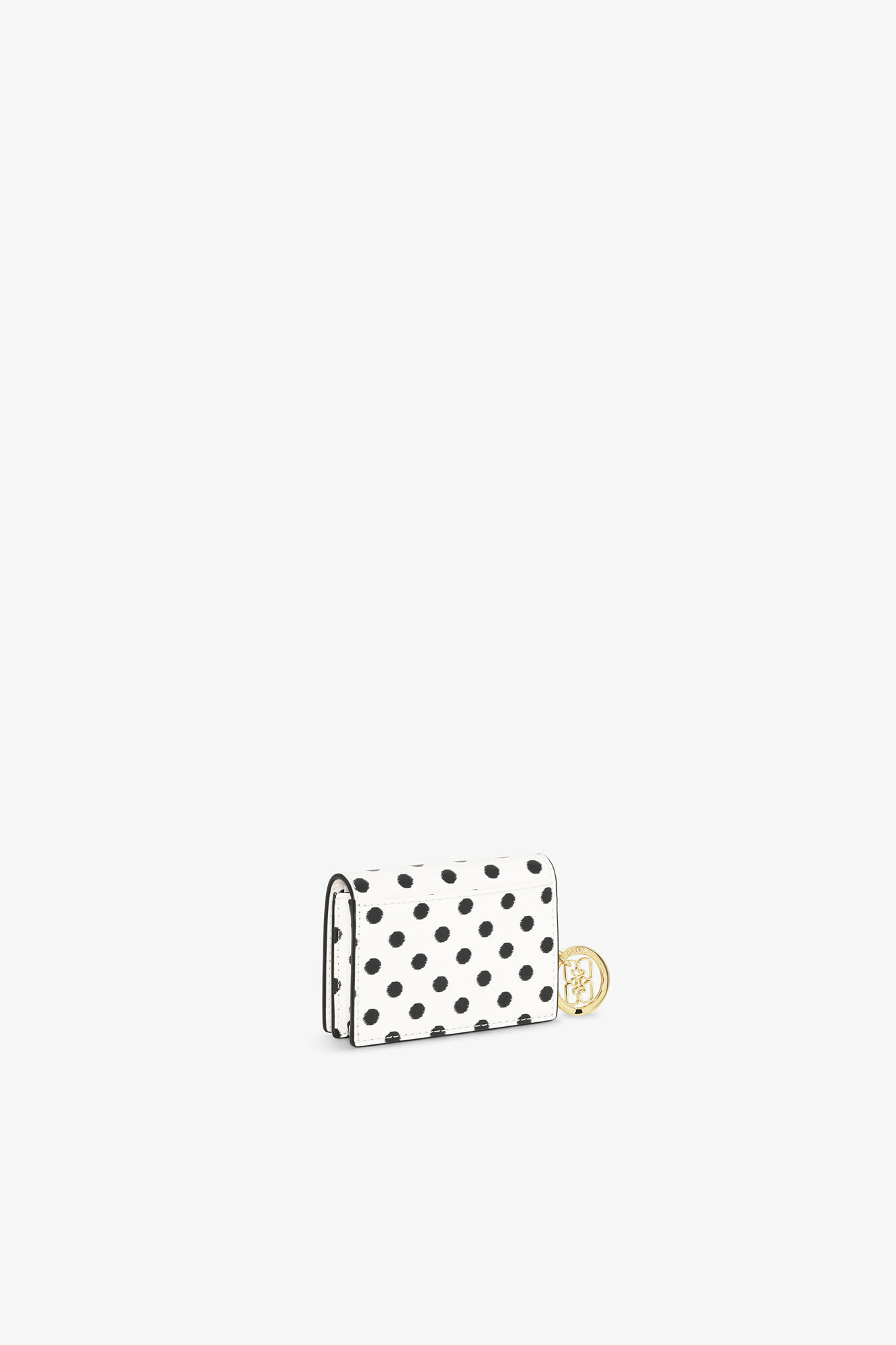 Bou Card Holder With Flap and Dots, Recycled Leather, in colour Egret - 2 - GANNI
