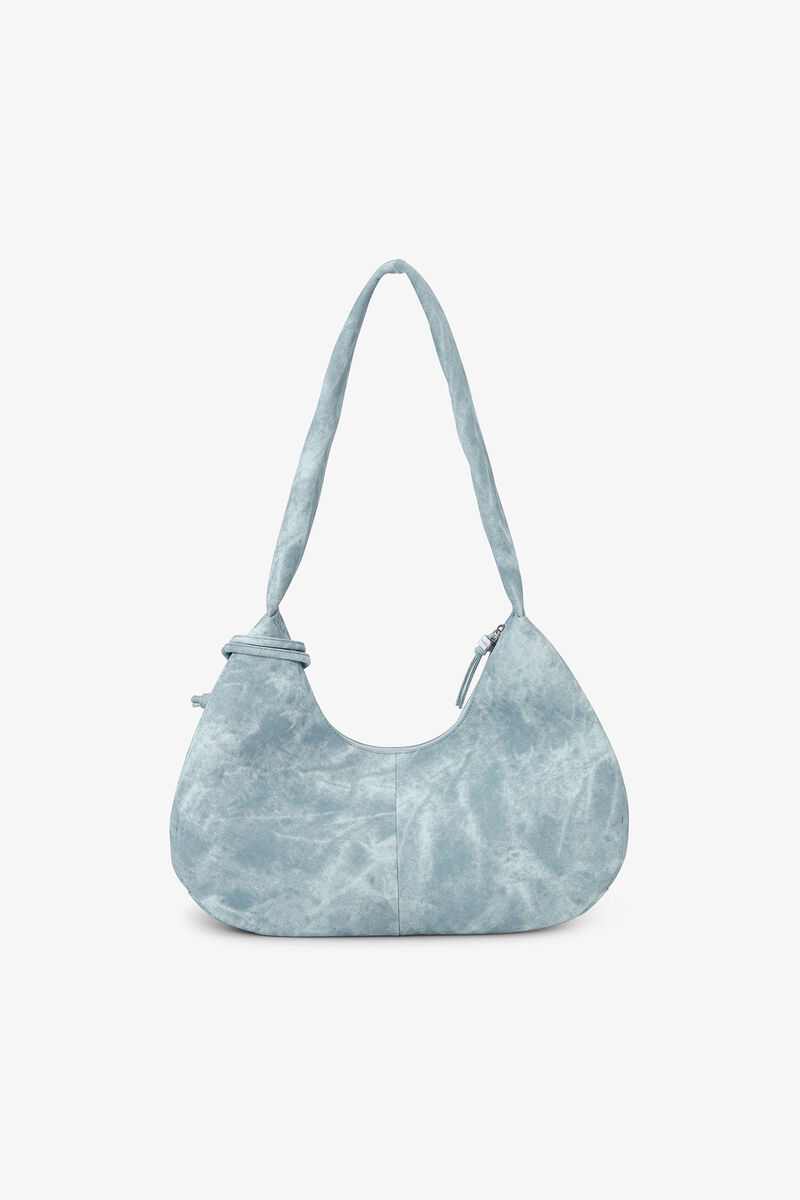 Bleached Medium Hobo Bag, Recycled Polyester, in colour Celestial Blue - 3 - GANNI