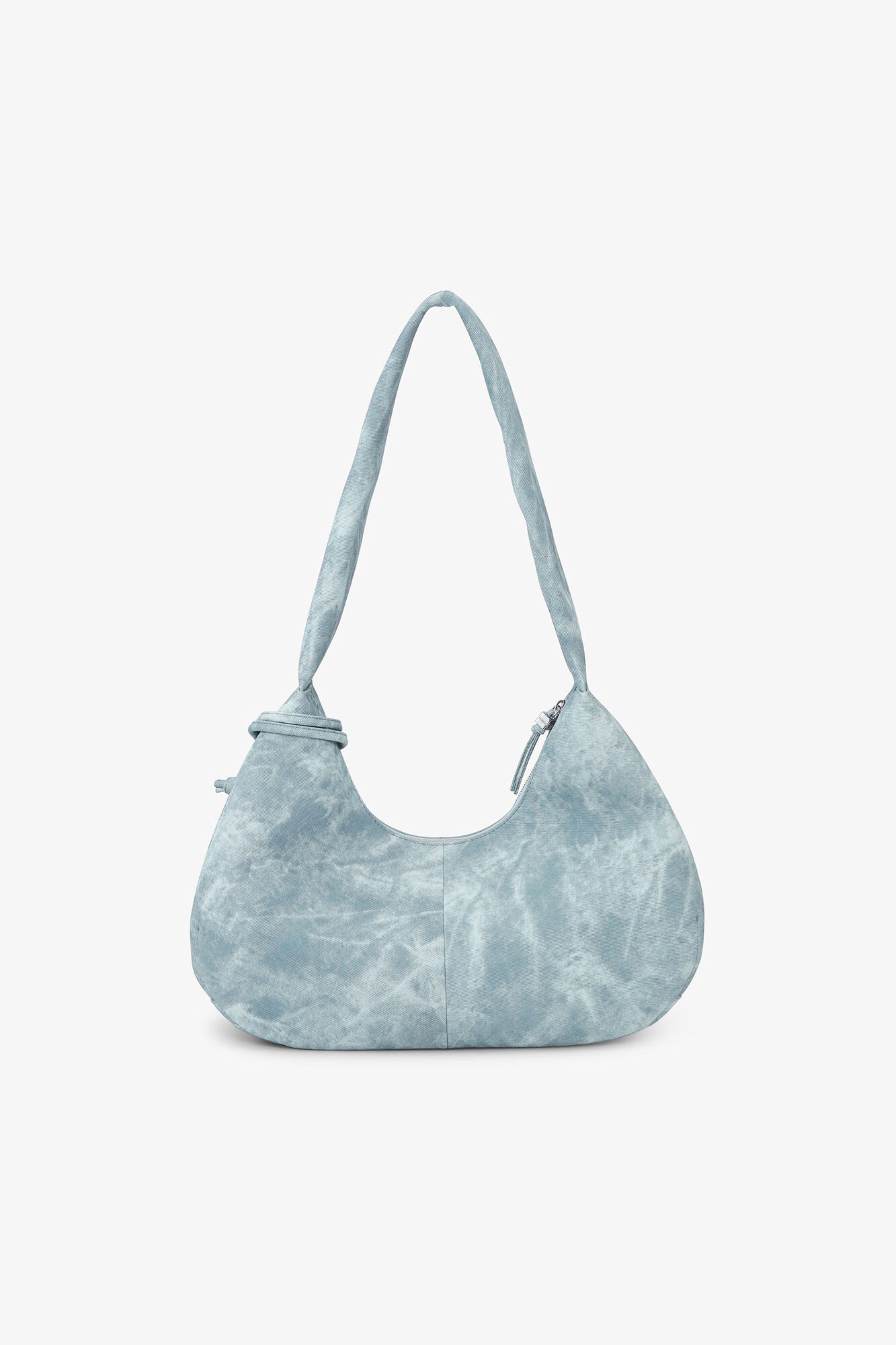 Bleached Medium Hobo Bag, Recycled Polyester, in colour Celestial Blue - 3 - GANNI