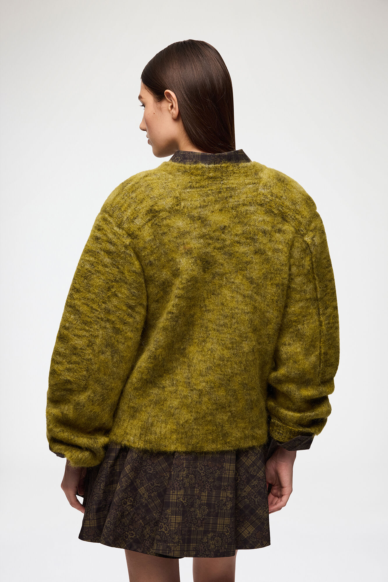 Jumper in Brushed Mohair, Wool, in colour Military Olive - 3 - GANNI