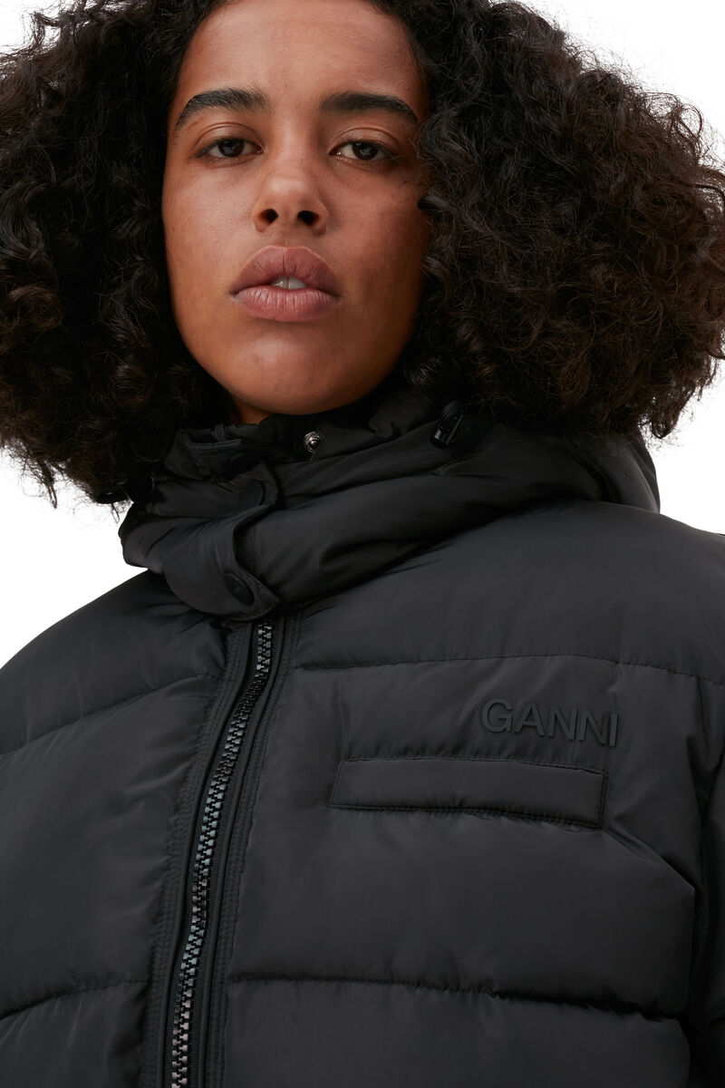 Oversized Tech Puffer Midi Jacket, Recycled Polyester, in colour Phantom - 3 - GANNI