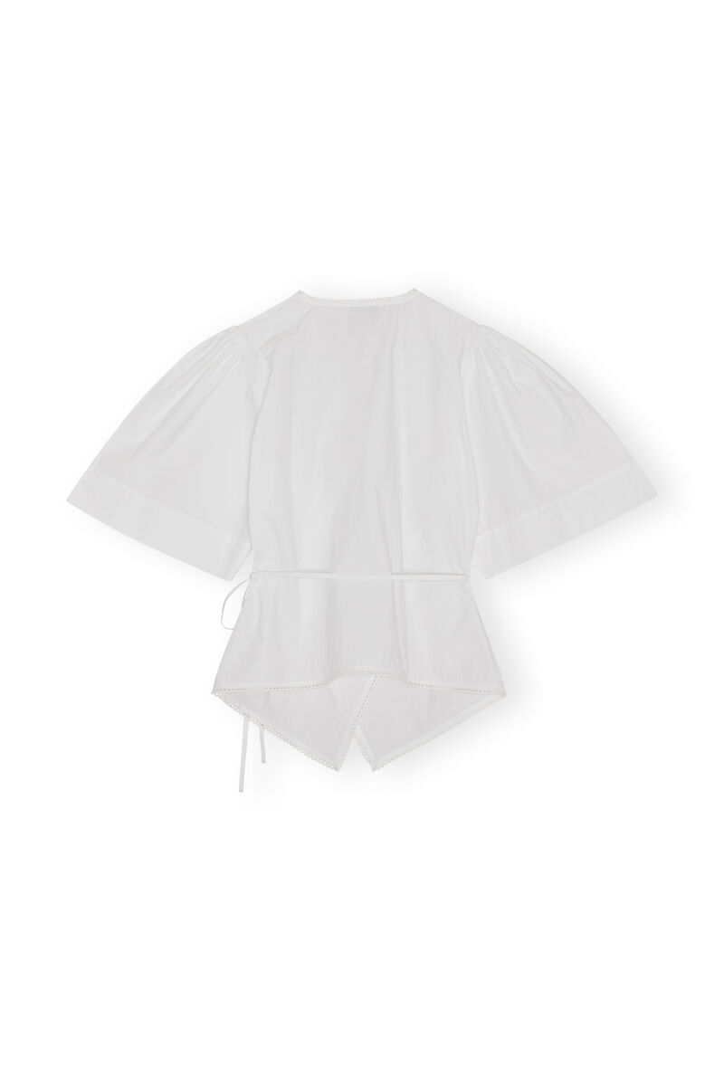 Poplin Wrap Top, Cotton, in colour Bright White - 2 - GANNI