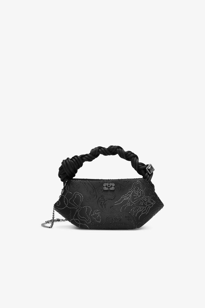 Black Rhinestone Mini GANNI Bou Bag, Black