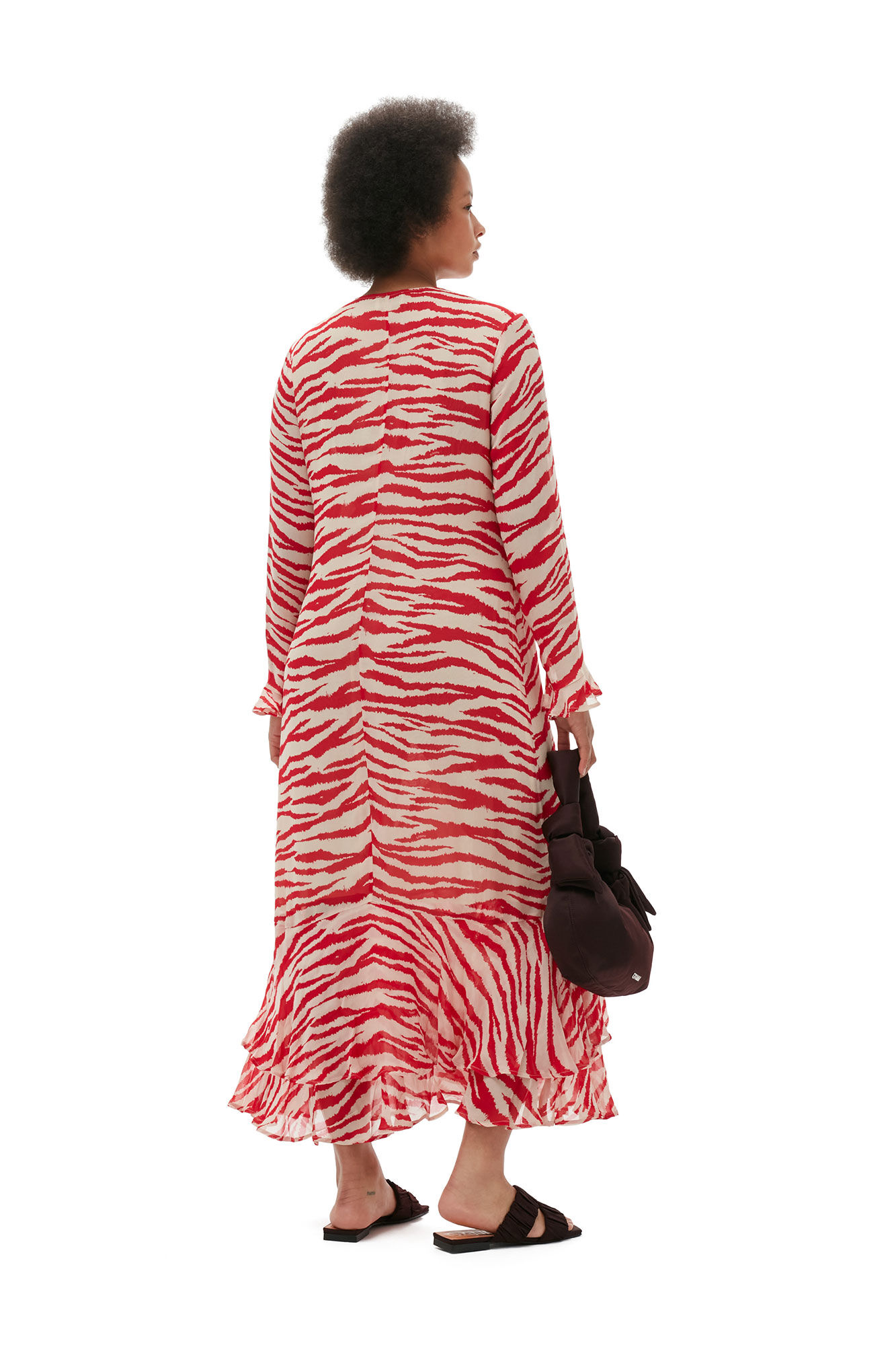 Printed Light Georgette Maxi Dress, Viscose, in colour Castle Wall - 7 - GANNI