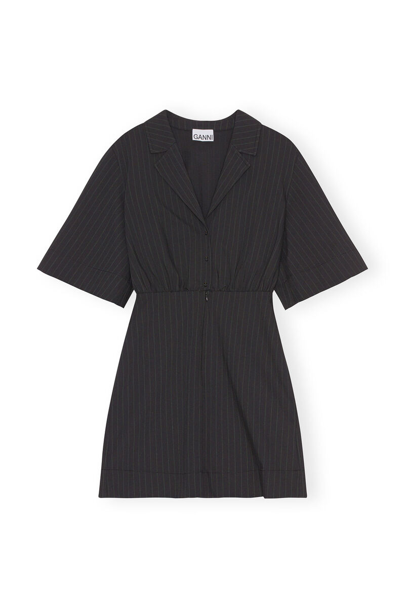 Stripe Mini Dress, in colour Black - 1 - GANNI