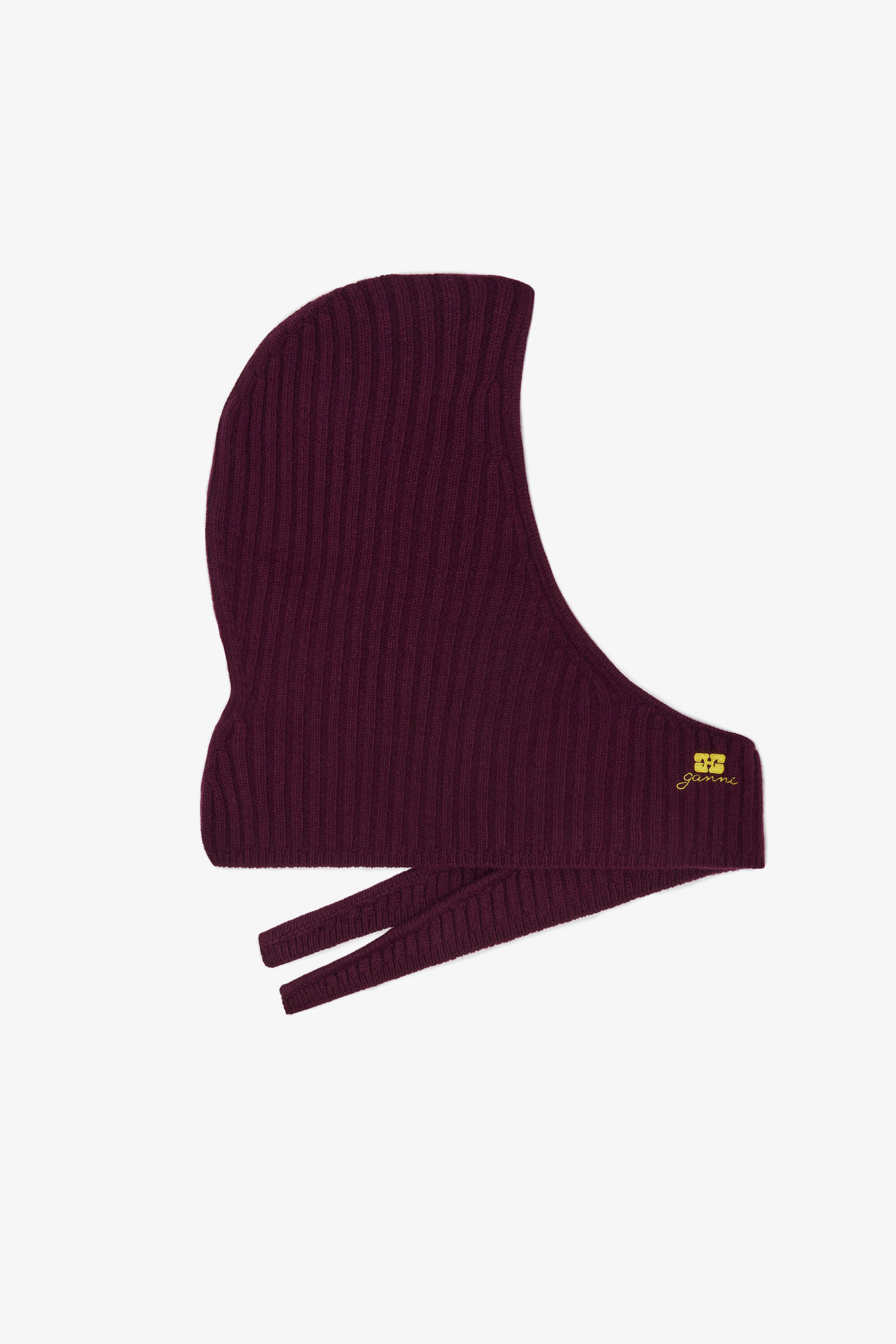 Burgundy Wool Mix Balaclava, Viscose, in colour Burgundy - 1 - GANNI