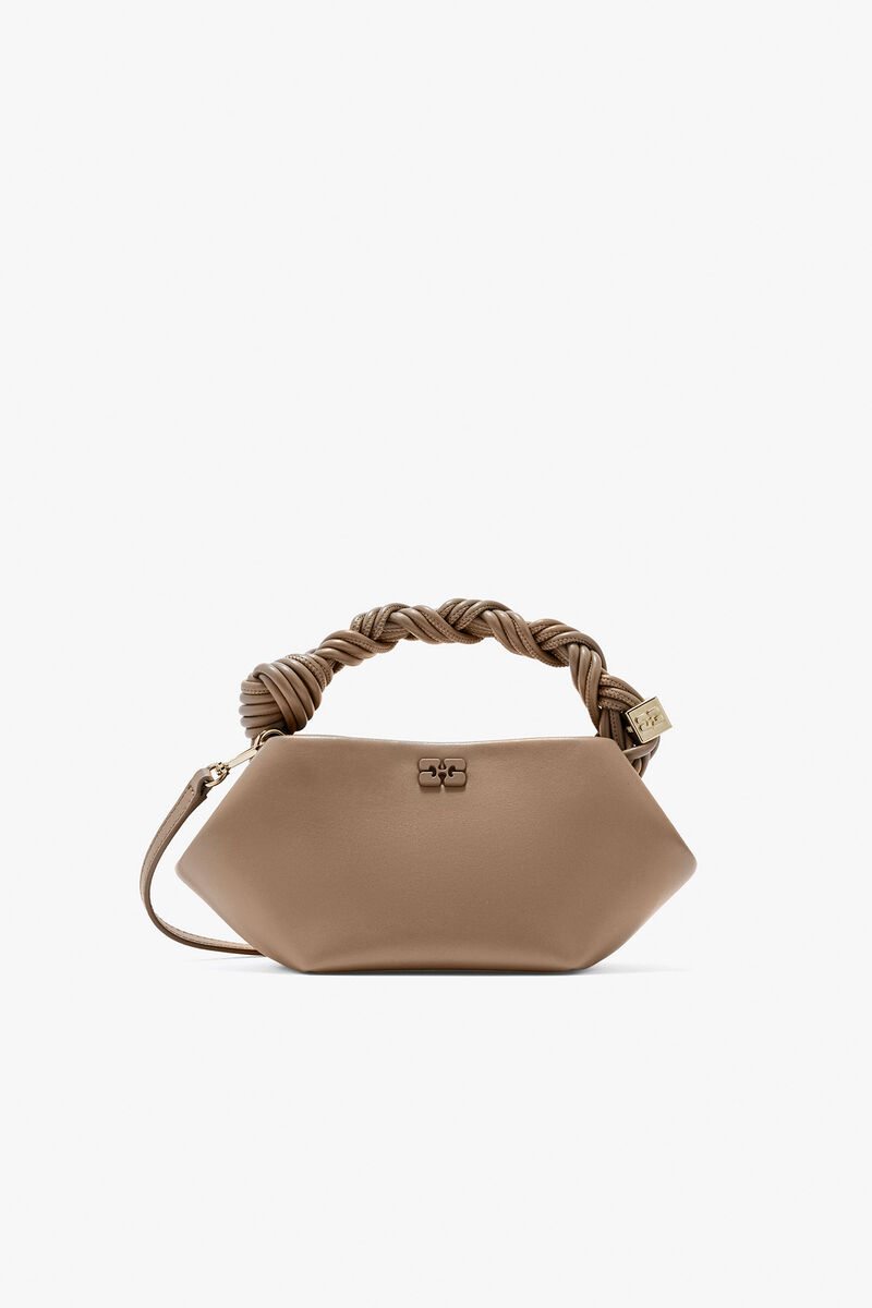 Mini Bou Bag in Brown, Recycled Leather, in colour Coca Mocha - 1 - GANNI