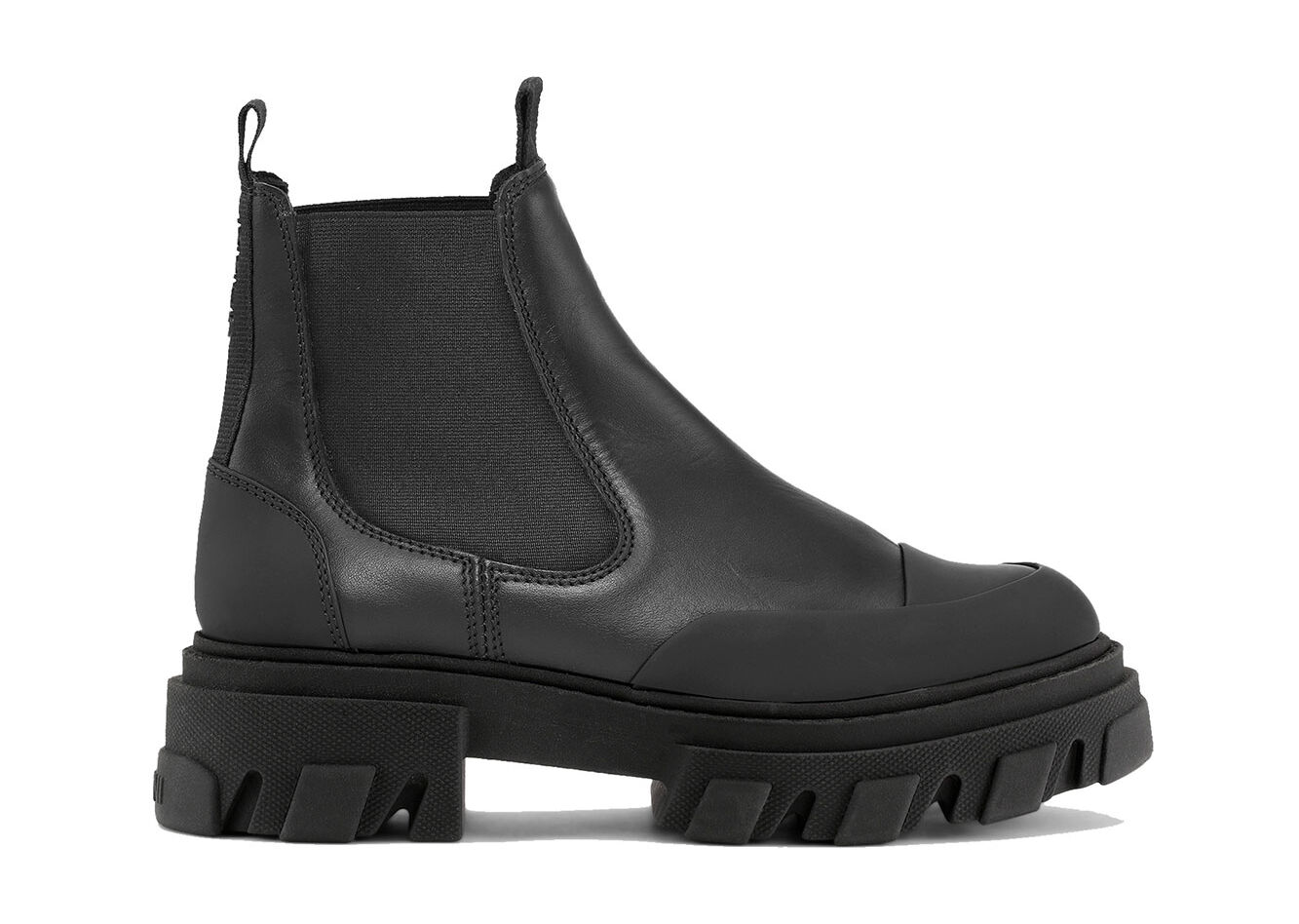 Black Stitch Cleated Low Chelsea Boots, Polyurethane, in colour Black - 1 - GANNI