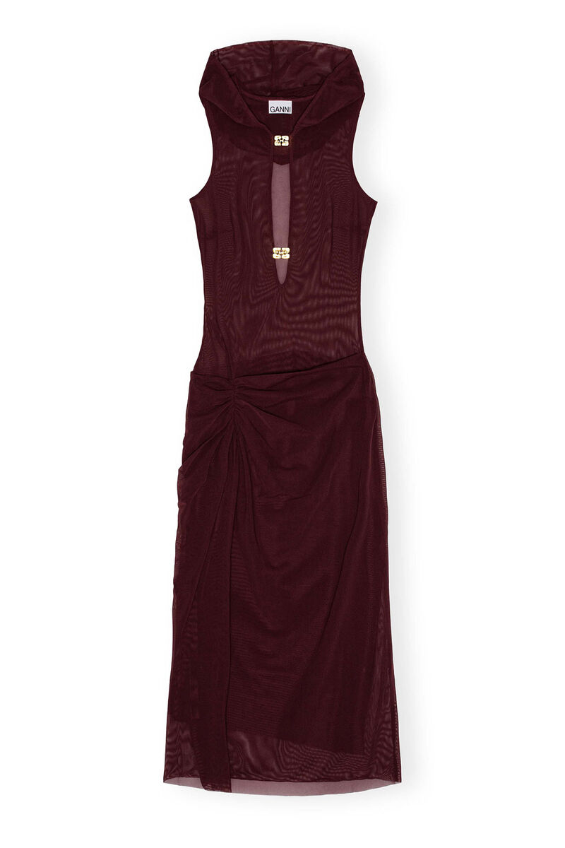 GANNI x Paloma Elsesser Mesh Sleeveless Layer klänning, Recycled Nylon, in colour Port Royale - 1 - GANNI