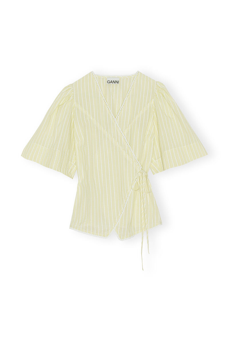 Top portefeuille en seersucker, Cotton, in colour Stripe Flan - 1 - GANNI