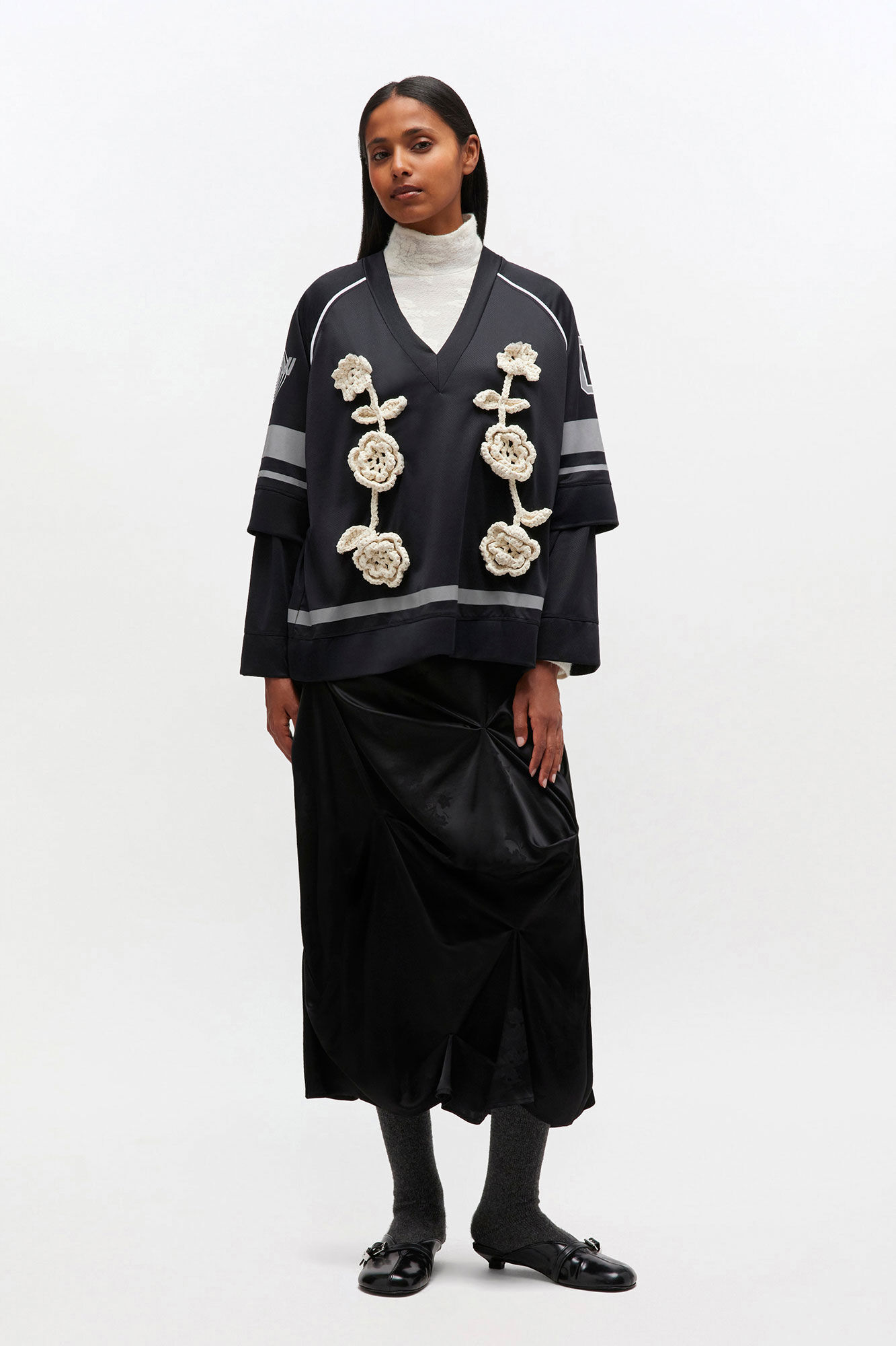 Black Cycora Long Sleeve, Polyester, in colour Black - 2 - GANNI