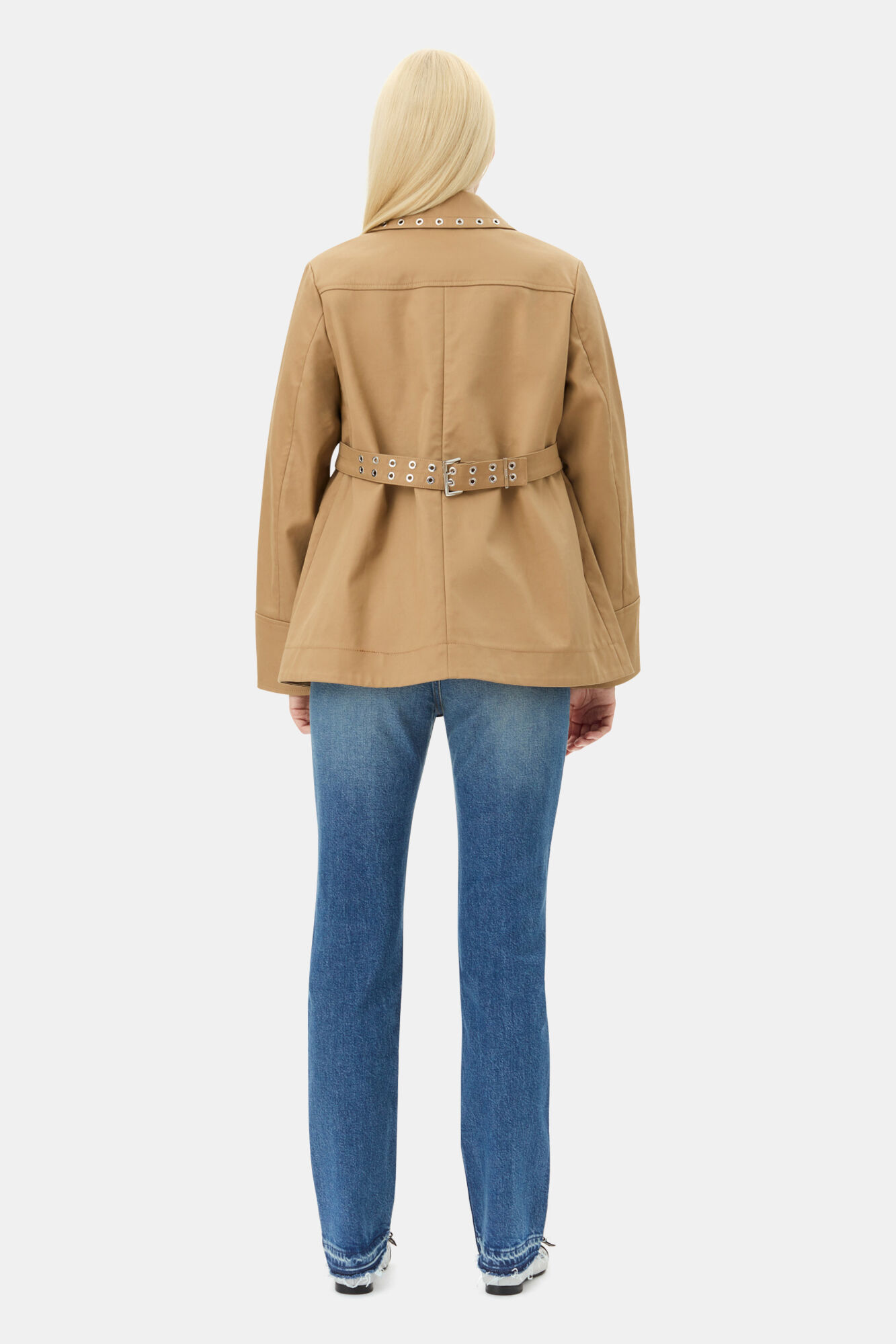 Camel Bonded Cotton Jacket, Cotton, in colour Tiger's Eye - 4 - GANNI