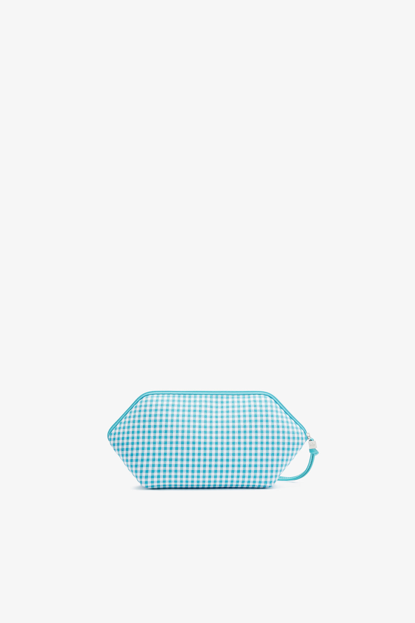 Bikini Pouch in Blue Check, Recycled Polyester, in colour Blue Curacao - 2 - GANNI