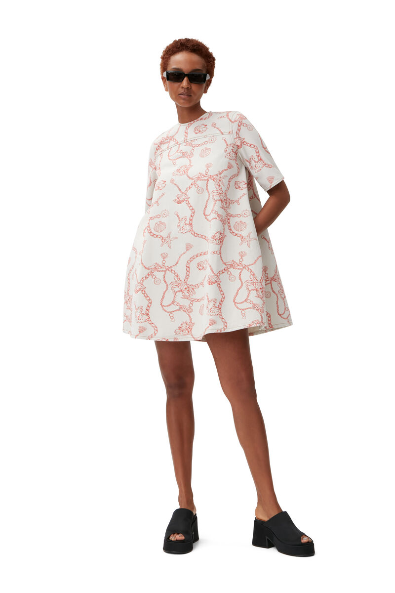 Mini Denim Dress, Cotton, in colour Egret - 1 - GANNI