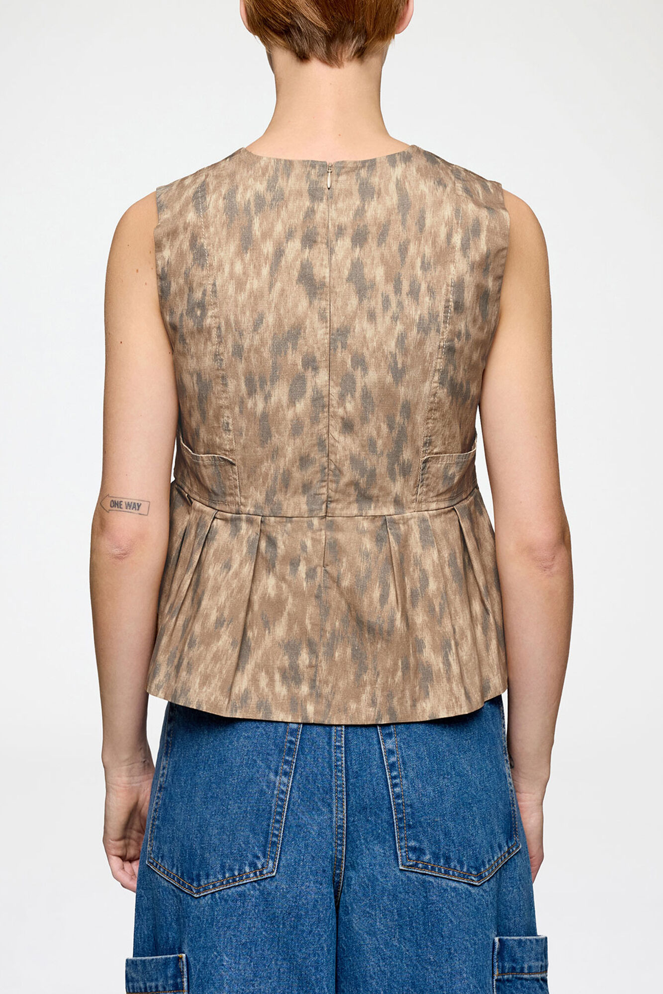 Top in Printed Cotton, Organic Cotton, in colour Burro - 3 - GANNI