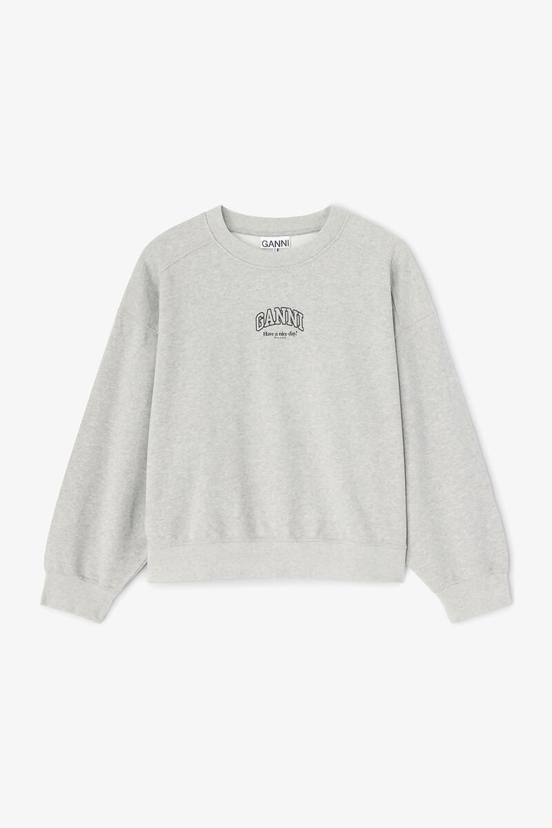 Essential Crewneck, Organic Cotton, in colour Paloma - 1 - GANNI