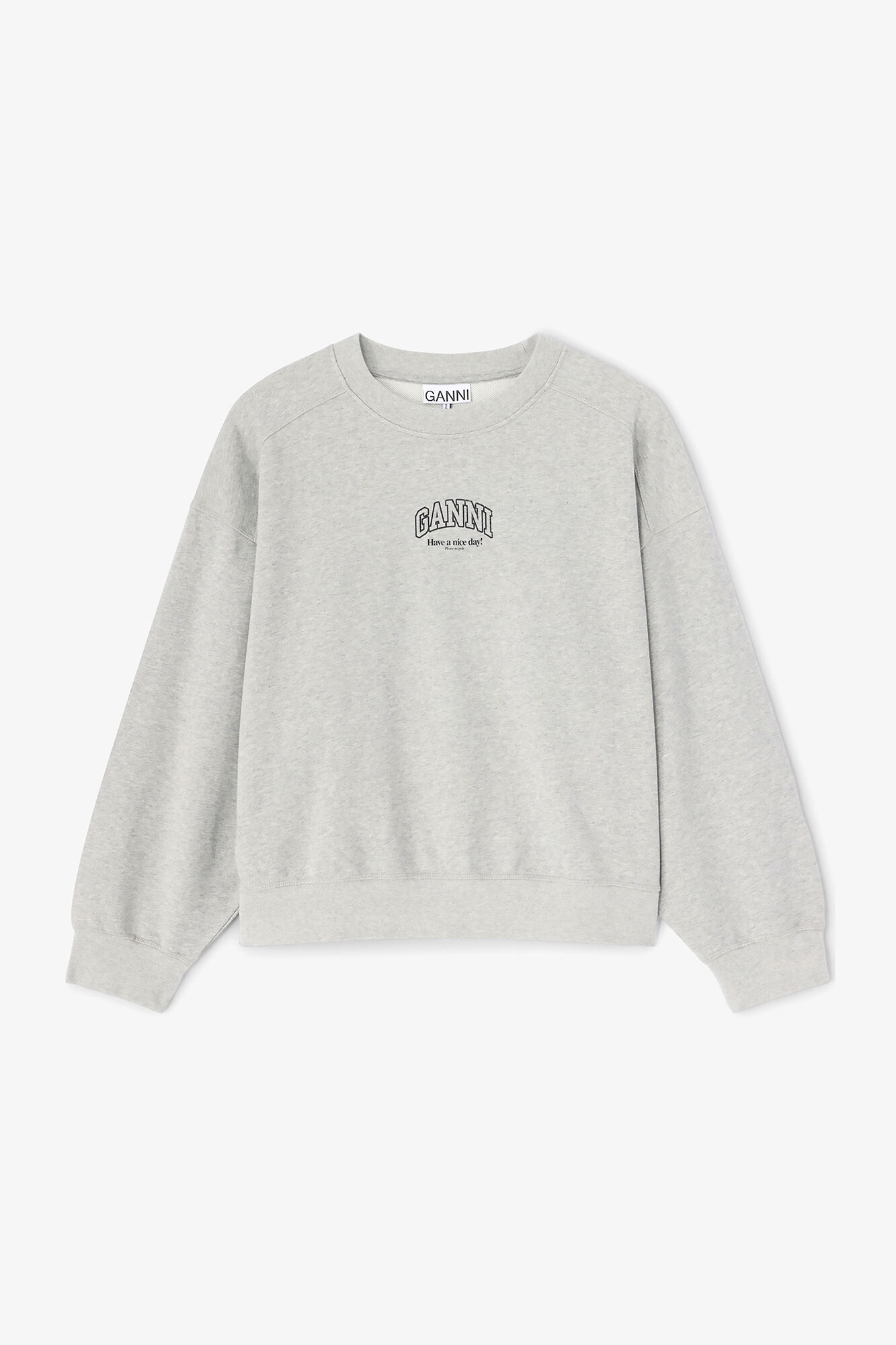 Essential Crewneck, Organic Cotton, in colour Paloma - 1 - GANNI
