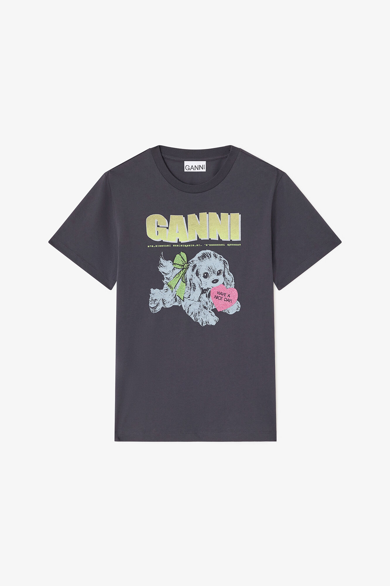 Phantom Black Puppy T-shirt | GANNI (Global) TH