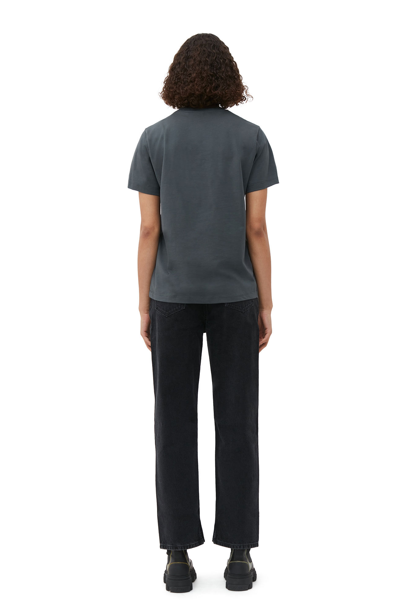 Relaxed Dream Bunny T-shirt, Cotton, in colour Volcanic Ash - 3 - GANNI