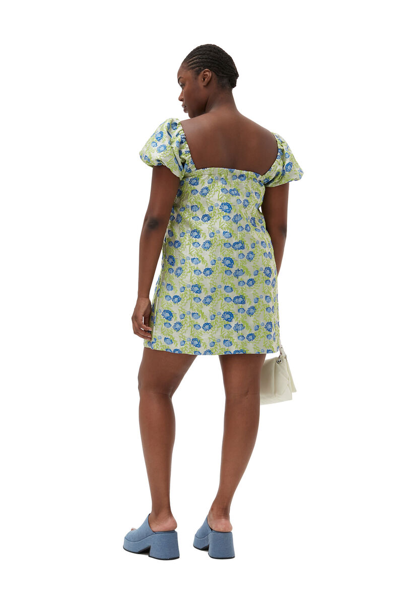 3D Jacquard Mini Dress, Polyamide, in colour Oyster Gray - 6 - GANNI