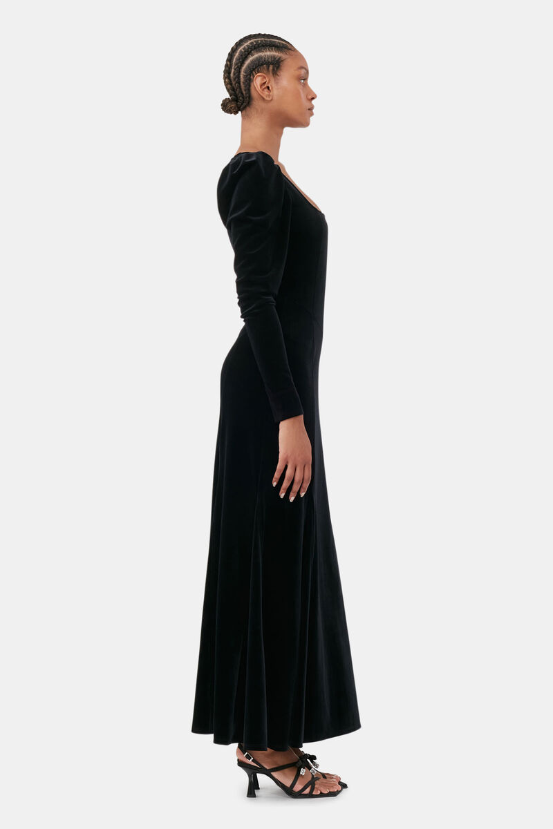 Black Black Velvet Jersey Maxi Dress | GANNI
