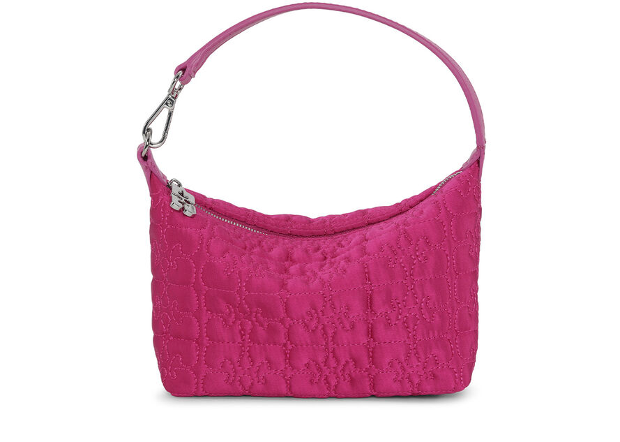 Ganni Pink Small Butterfly Pouch Satin Bag
