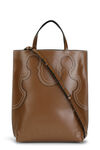 Banner Western Tote Bag, Leather, in colour Tiger's Eye - 1 - GANNI