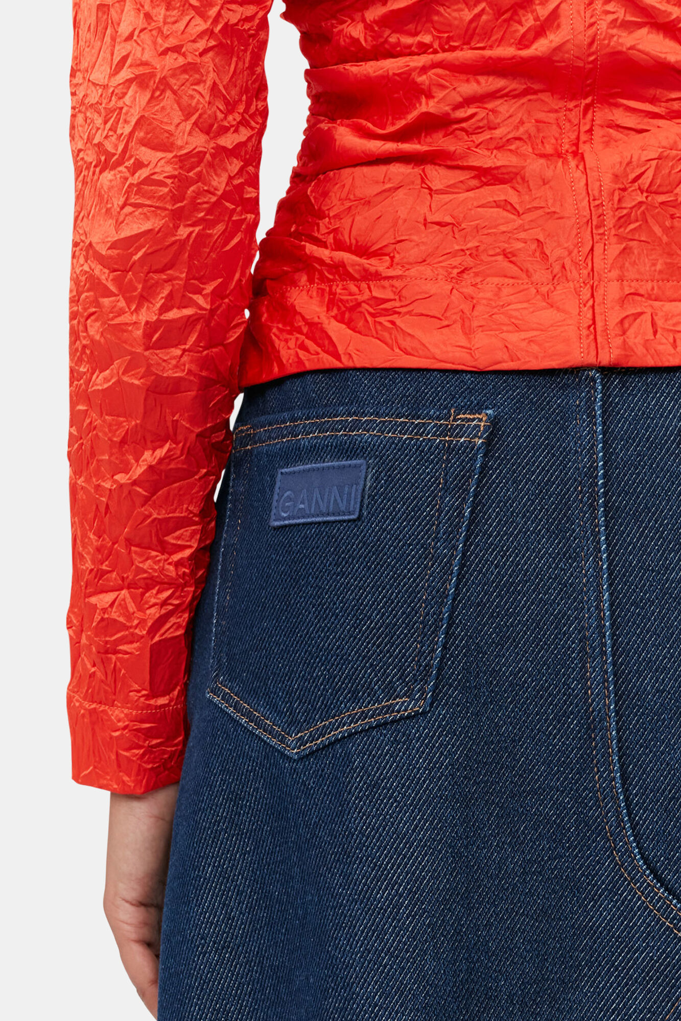 Midikjol i kraftig denim, Cotton, in colour Rinse - 4 - GANNI