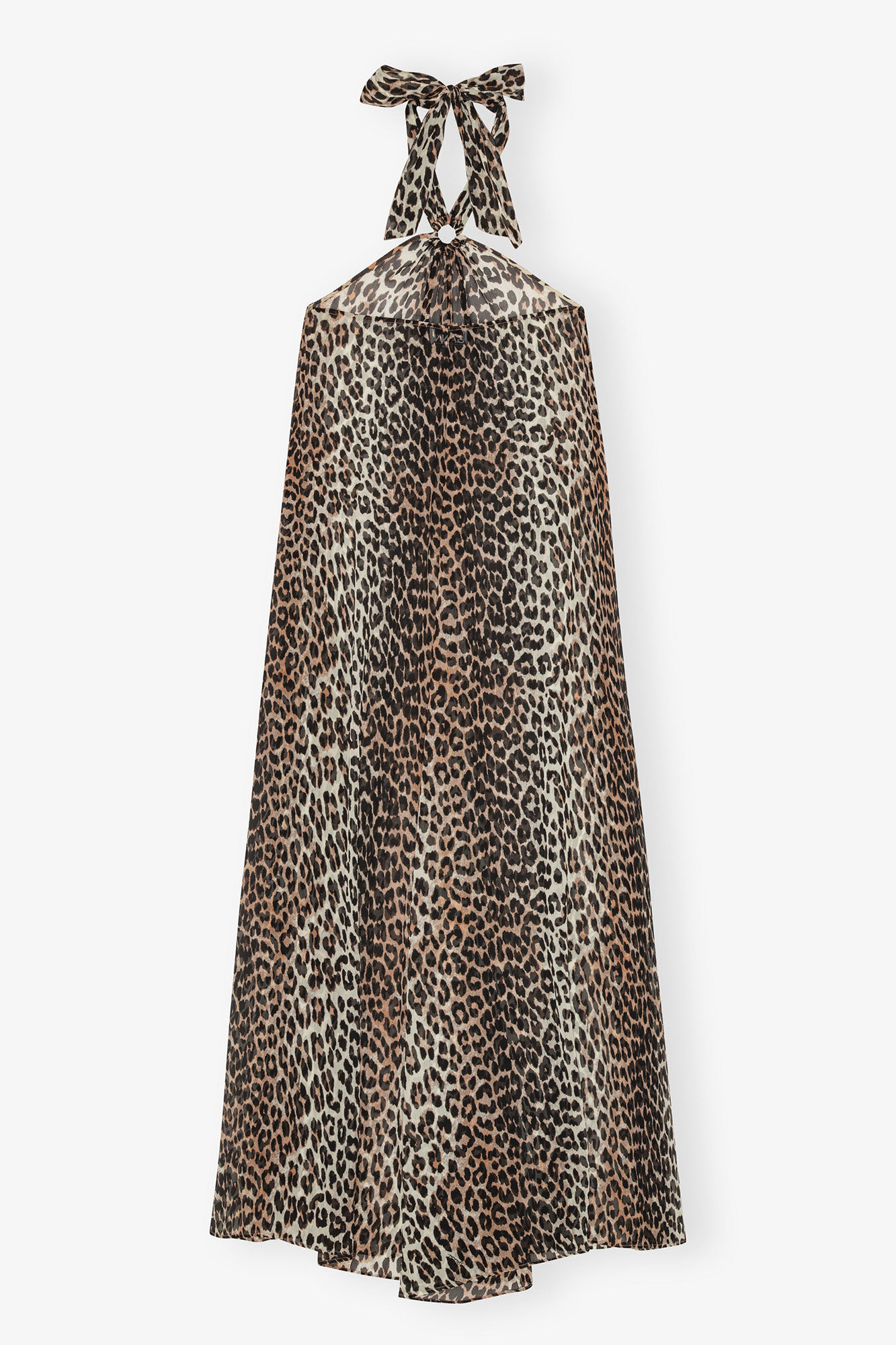 Leopard Chiffon Halterneck Dress, Recycled Polyester, in colour Leopard - 2 - GANNI