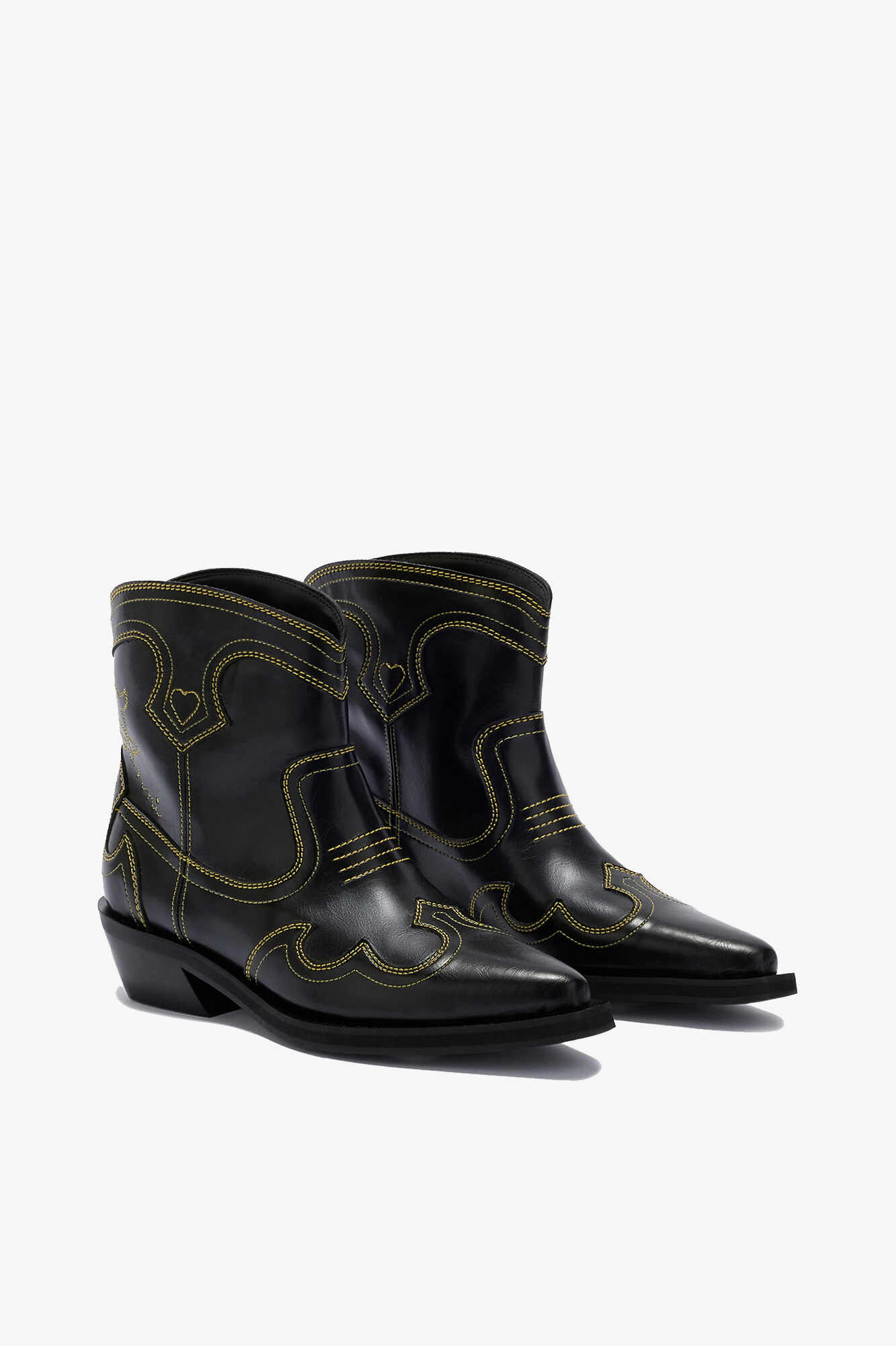 Blazing Yellow Low Shaft Embroidered Western Boots | GANNI US