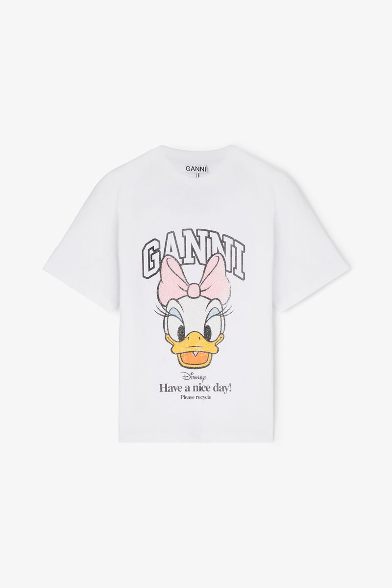 Wei&szlig;es Baby-Fit-T-Shirt mit Daisy-Duck-Print, Organic Cotton, in colour Bright White - 1 - GANNI