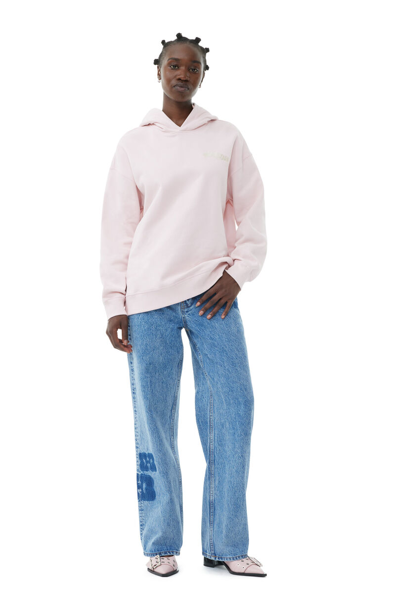 Light Pink Isoli Oversized-hettegenser, Cotton, in colour Chalk Pink - 2 - GANNI