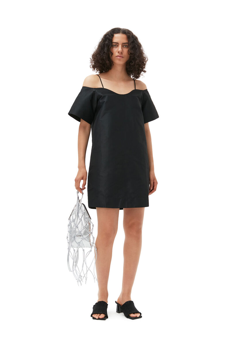 Taffeta Mini Dress, Recycled Polyester, in colour Black - 5 - GANNI