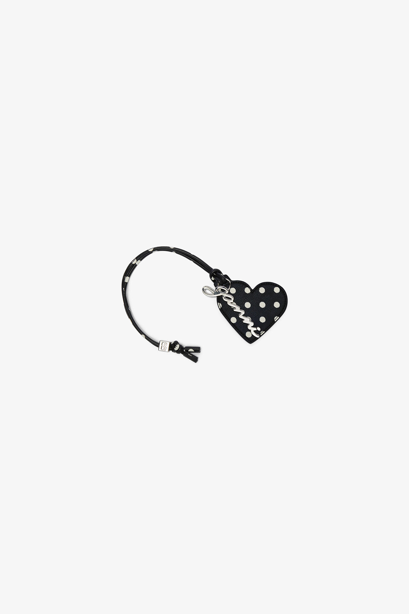 Heart Mirror with Dots, Recycled Leather, in colour Black - 1 - GANNI