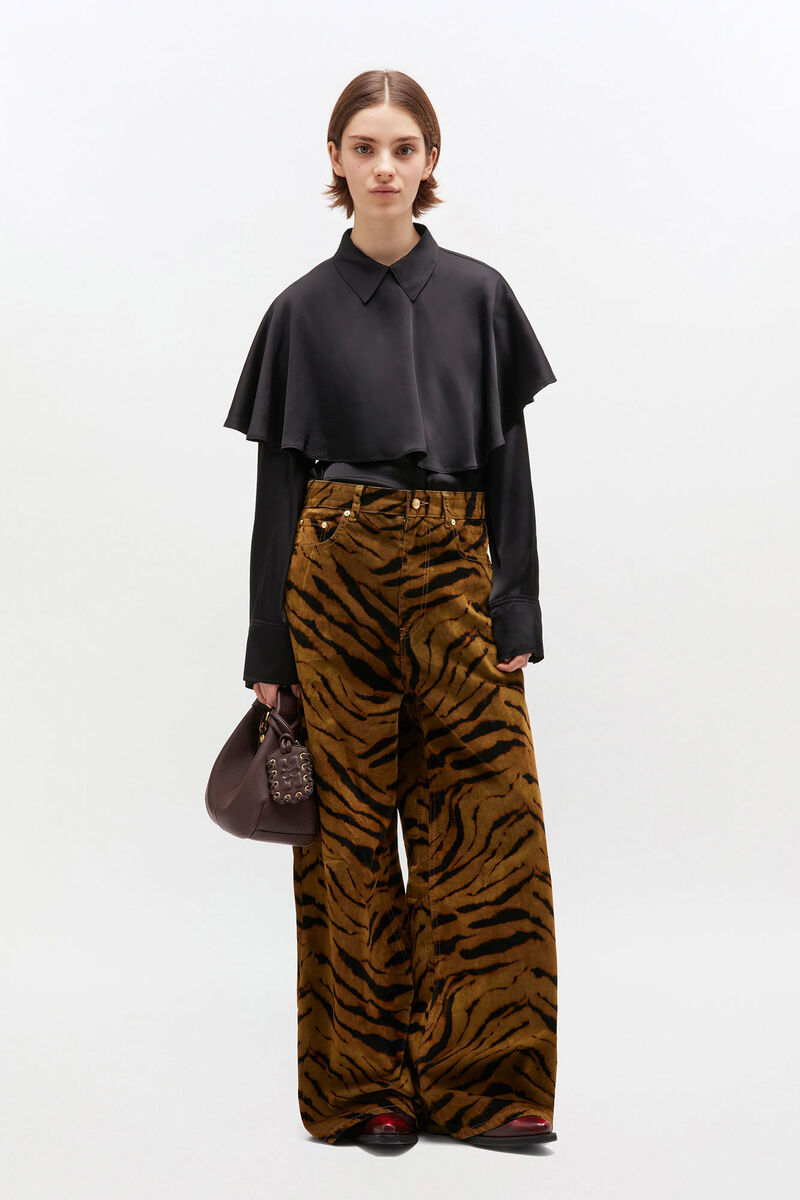 Black Circle Collar Shirt, Elastane, in colour Black - 2 - GANNI