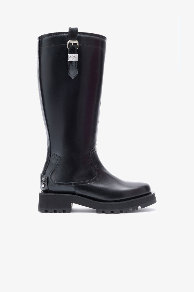 Black Oleatex High Boots, Black