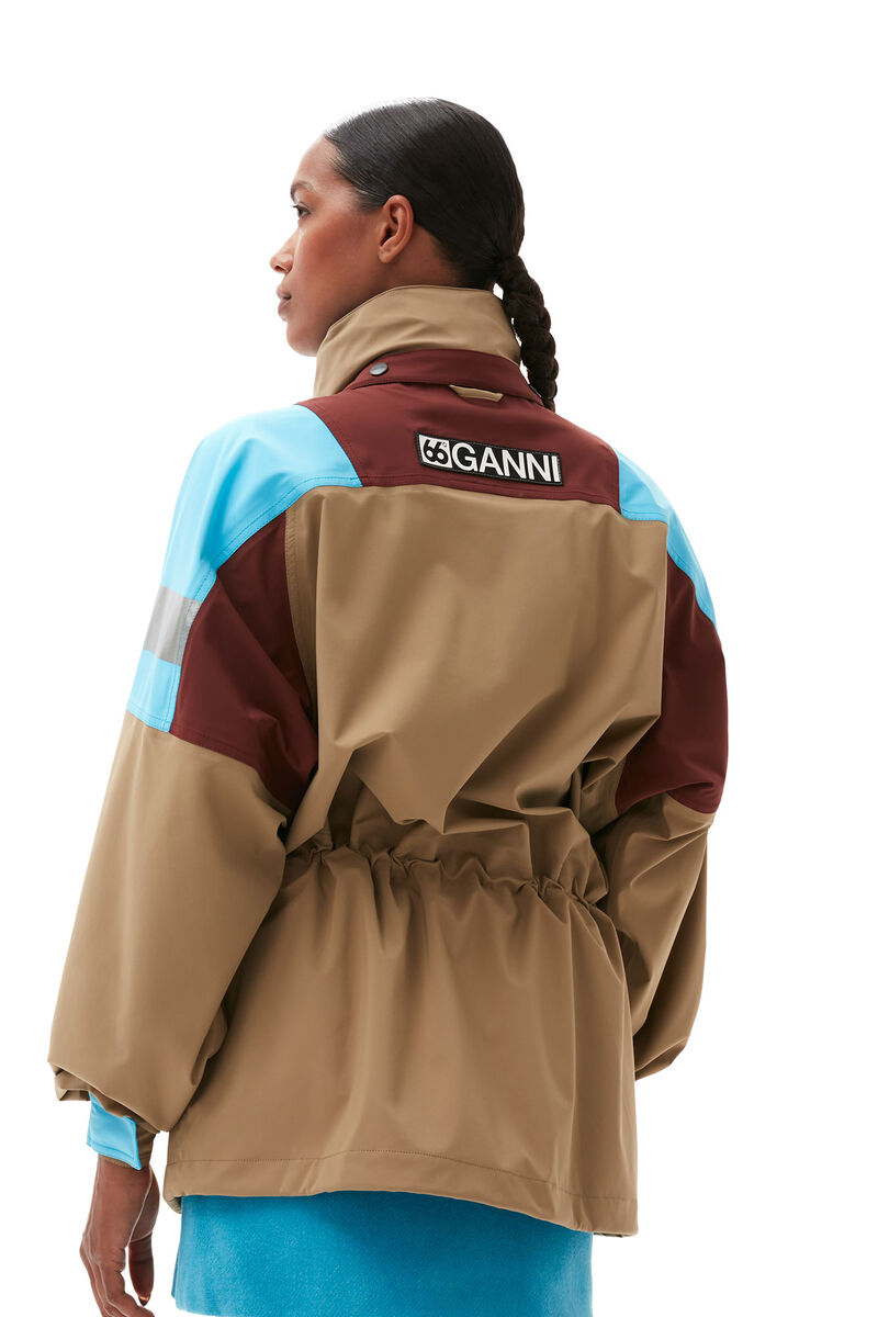 Kria Neoshell Jacket, Polyamide, in colour Camel - 4 - GANNI