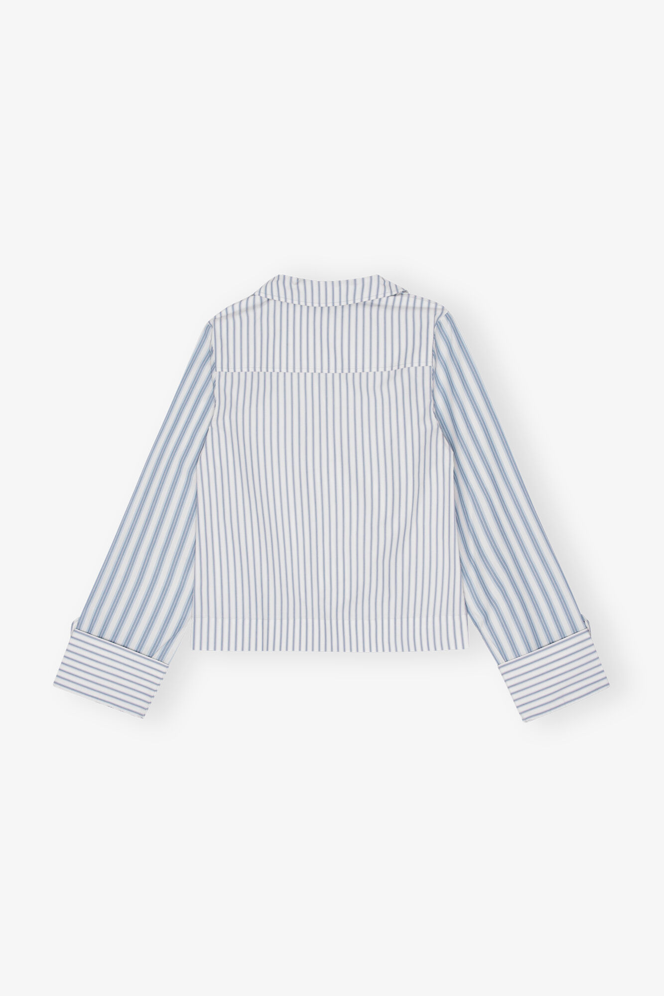 Blue Stripe Cotton Shirt, Cotton, in colour Egret - 2 - GANNI